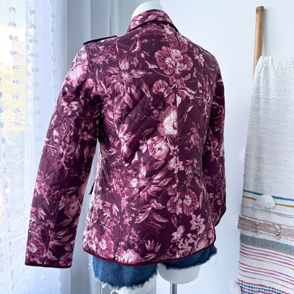 Talbots Splendid Floral Purple Lightweight Quilted Barn Jacket Women’s Large - Picture 4 of 10